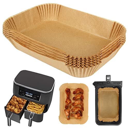 Image of BYKITCHEN Air Fryer Liners Disposable for Ninja Dual/Tower, Airfryer Accessories, Air Fryer Paper Liners, Compatible with Ninja AF300UK AF400UK & 9L 2 Drawers Fryers (50pcs)