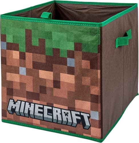 Image of Minecraft Collapsible Storage Boxes with Handles Durable Fabric Foldable Toys Storage Cubes | Compatible Kallax Furniture | Perfect For Organising Kids Room & Playroom