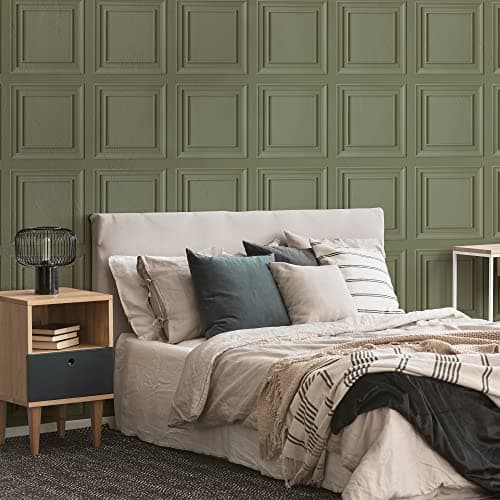 Image of Fresco Wood Panel Sage Green Wallpaper | Green Panelled Wallcovering | Eco-Friendly Wallpaper