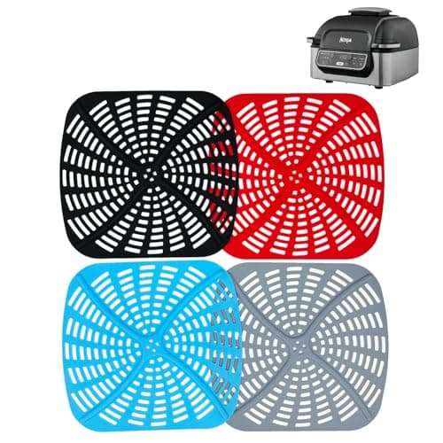 Image of 4pcs Air Fryer Liner Reusable for Ninja Foodi Health Grill and Air Fryer AG301UK, Non-Stick Air Fryer Mat Accessories, Silicone Replacement for Paper Liner, BPA Free & Easy Clean, 21cm x 22cm