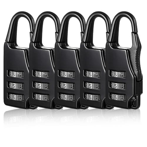 Image of 5 Packs Luggage Locks Combination Padlocks 3 Digit Black Small Password Security Padlock Zinc Alloy Safe Combination Padlocks for Backpacks Briefcases Suitcases Notebook Bags
