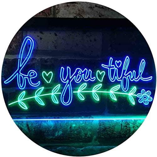 Image of ADVPRO Be you tiful Beautiful Girl Room Deco Dual Color LED Neon Sign Green & Blue 600 x 400mm st6s64-i3525-gb