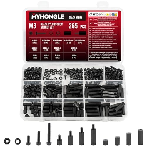 Image of 265 Pcs M3 Screws Set, Standoff Screws Nylon Spacers, Motherboard Standoffs, Male Female Nylon Hex Bolts, Threaded Pillars PCB Pillar Standoff Spacers for PCB Board Motherboard(Black)