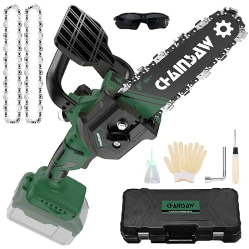 Image of 8 Inch Mini Battery Chainsaw Compatible with Bosch PBA 18 V Battery, Brushless Motor Cordless Chainsaw, Hand Chainsaw for Garden Shears, Loppers Wood Cutting (without Battery)