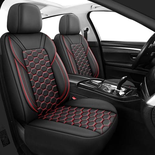 Image of Carseatcover-UK Luxury PRESTIGE Quilted PU Leather Front Car Seat Covers, Red and Black, Airbag Safe, Universal