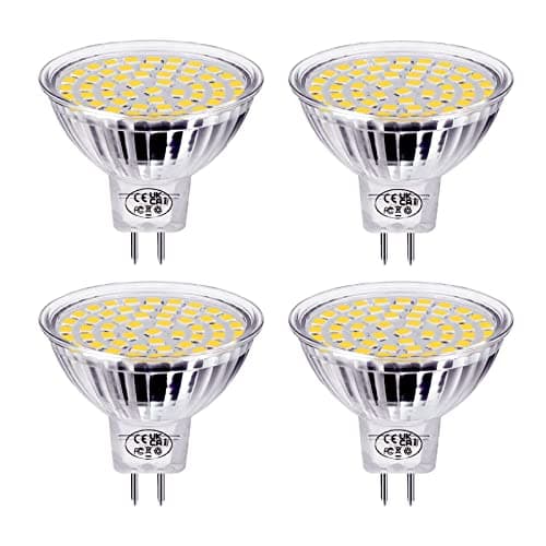 Image of GVOREE 4 Pack MR16 LED Light Bulbs, 5W (Equivalent to 40W Halogen) GU5.3 4000K Natural White Spotlight,AC/DC 12-Volt,Non-dimmable