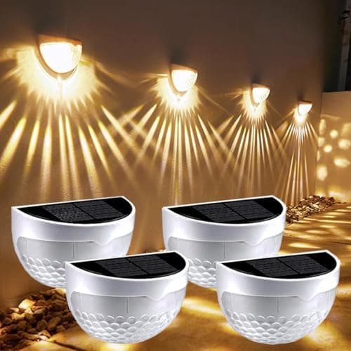 Image of KINGGOO Solar Fence Lights, Outdoor Garden Decorative LED Wall Lights - Waterproof, Solar Powered for Wall, Garden, Patio, Fence, Yard, Garage, Stairway, Gate (4 Pack)