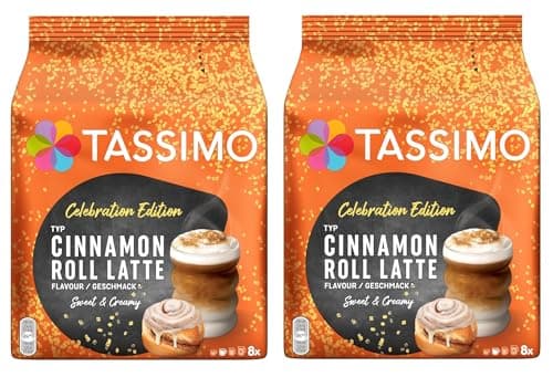 Image of Tassimo Limited Edition Cinnamon Roll Latte Coffee Pods x8 (Pack of 2, Total 16 Drinks) – Sweet & Creamy Speciality Latte Inspired by Classic Pastry