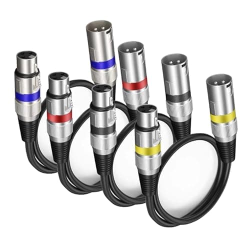 Image of YOZAIUUI 1M XLR Cables 4 Packs: Microphone 3 Pin Dmx Cables XLR Male to Female, Hi-Fi Sound Quality, Compatible with Microphones, Mixers, DMX Stage Lighting, Speakers
