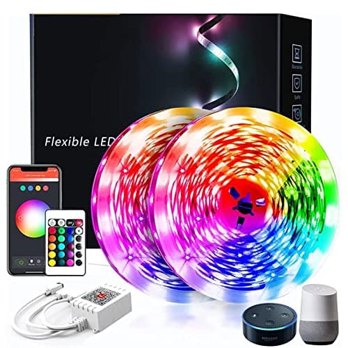 Image of phopollo RBG Led Strip Lights for Bedroom, 15m Smart Led Strip Lights Compatible for Alexa & Google Assistant WiFi & App Control Music Sync Mode Hue Lighting (2 Rolls of 7.5m)