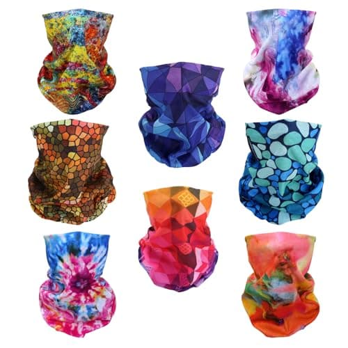 Image of SMEHCF 8 Multipurpose Bandanas for Women Men Headband Balaclava Hair Head Scarf Face Half Airsoft Paintball Mask Neck Gaiters Breathable Reusable Washable Rainbow Watercolor