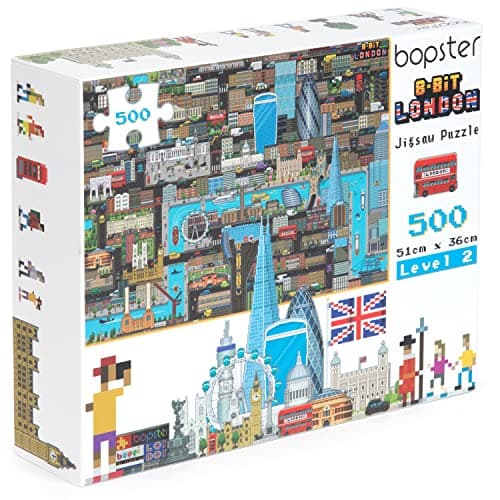 Image of bopster 8-Bit London Jigsaw Puzzle – 500 Piece Level 2 Family Challenge | Retro Pixel Art | Eco-Friendly Cardboard