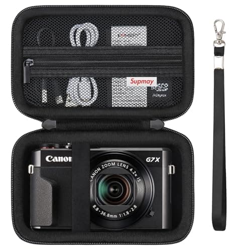 Image of Supmay Hard Travel Case for Canon Powershot G7 X Mark II/ G7 X Mark III Digital Camera, Protective Storage Bag with Zipper Mesh Pocket for Battery Pack, Charging Cable and Other Accessories, Black