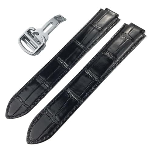 Image of SAAWEE Calfskin Watch Watchband,For Ballon Bleu De Cartier Convex Type Watch Strap 14/16/18/20/22mm Bracelets(Black 1,22mm)