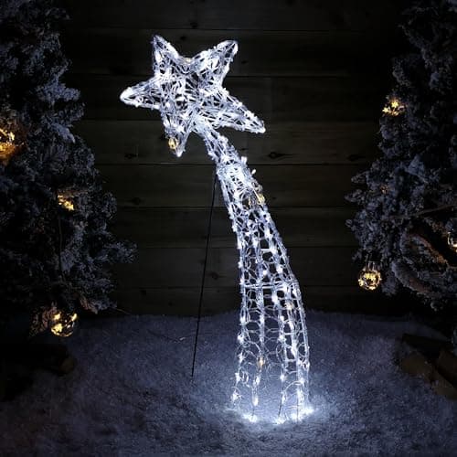 Image of Premier 90cm Soft Acrylic 2D Shooting Star Light Sculpture 160 LEDs White & Warm White