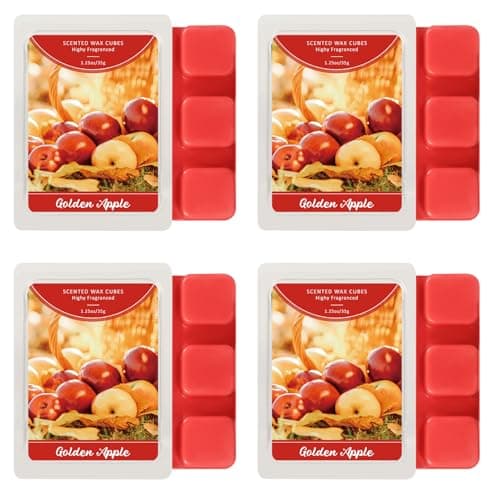 Image of SCENTORINI Wax Melts, Wax Melts Scented 4 Pack, Soy Wax, Wax Cubes for Wax Warmer Home Fragrance, Golden Apple Scent