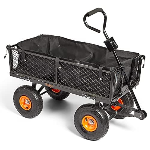 Image of VonHaus Garden Cart – Trolley, Trailer, Truck, Utility Wagon with Wipe Clean Lining, Mesh Panels, Steel Frame, 350kg Weight Capacity – Heavy Duty for Outdoors, Festivals, Tools, Plants, Logs, Camping