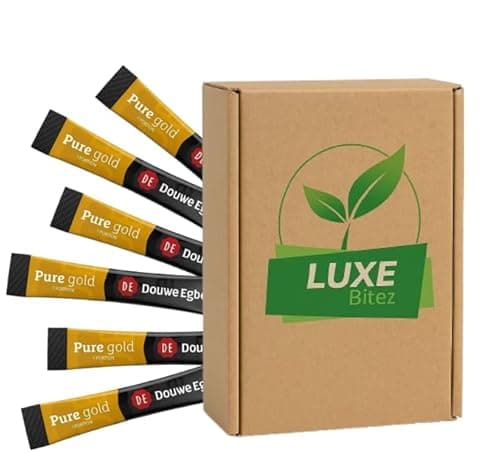 Image of Pure Gold Instant Coffee Sachets Sticks | Smooth & Aromatic Single-Serve Coffee Portions | Ideal for Travel, Office & Catering | Compatible for Douwe Egberts By Luxe Bitez | Pack of 200