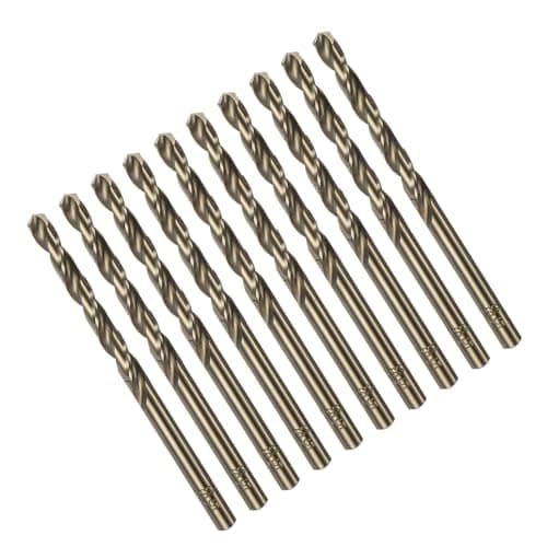 Image of TOP-VIGOR 10Pcs 5.1mm Cobalt Jobber Drill Bits, M35 High Speed Steel HSS Twist Dril Bit Tool with Straight Shank for Drilling Hardened Metal, Stainless Steel, Cast Iron, Wood and Plastic