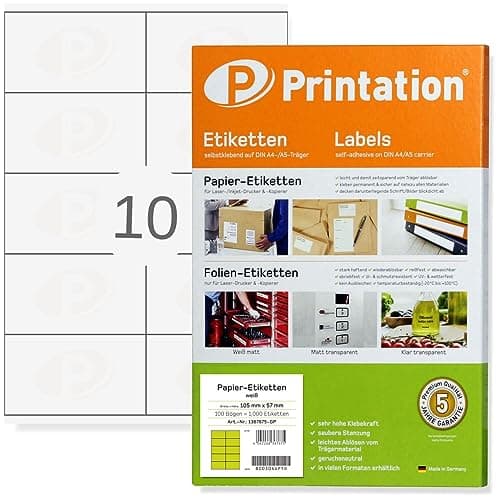 Image of Self-Adhesive Labels on A4 105 x 57 mm White Pack of 1000