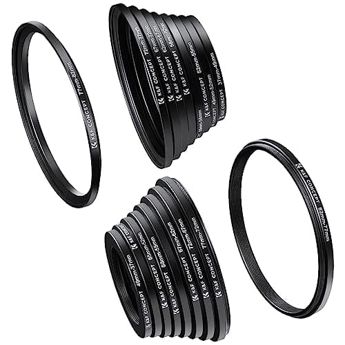 Image of K&F CONCEPT 18PCS Lens Filter Stepping UP and Down Adapter Set 37 49 52 55 58 62 67 72 77 82mm 9PCS Step-Up Rings+9PCS Step-Down Rings 49-52 55-58 58-62 67-72 72-77 77-82 62-58 55-52 82-77