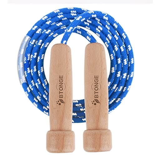 Image of BTONGE Skipping Rope Adult, Traditional Wooden Handle Jump Rope, Adjustable Rope and Tangle-free, Jumping Exercise for Men,Women and kids Home Fitness - 300CM/9.8FT