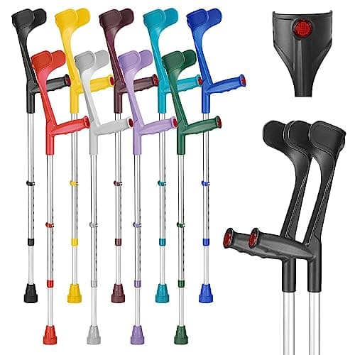 Image of Ossenberg Classic Open Cuff Ergonomic Grip Elbow Crutches – Black – Pair | Lightweight Height Adjustable Economy Comfort Coloured Forearm Crutches for Adults Men & Women Mobility and Walking Aids