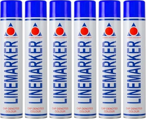 Image of Aerosol Solutions Line Marker, Grass and Road Spray Paint, Blue, 750 ml (Pack of 6)