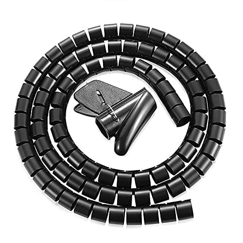 Image of 5M Spiral Wrap Cable Tube Cutable Flexible Cable Tidy Tube Cord Protector Cable Organizer for TV PC Wire Manage and Organize (20mm, Black)
