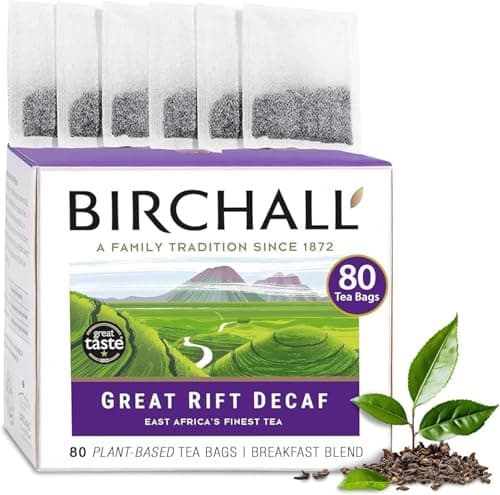 Image of Birchall Great Rift Decaf Blend Tea Bags, English Breakfast Tea Bursting with Full Flavour, Perfect Vegan Gifts, 80 Plant-Based Everyday Tea Bags