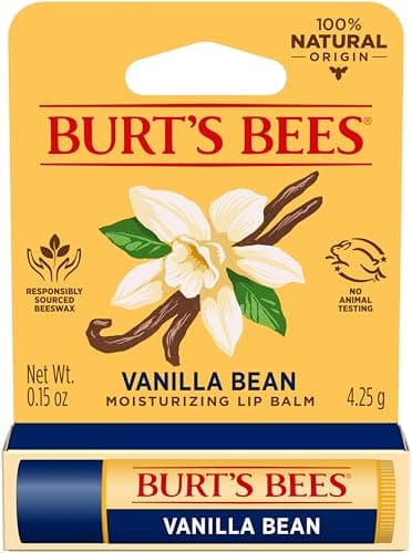 Image of Burt's Bees Lip Balm Vanilla Bean, Moisturising Lip Balm With Beeswax & Vitamin E, 100% Natural Origin, 4.25g