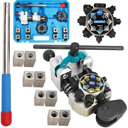 Image of SEEKSELF Professional Brake Line Flaring Tool Kit for 45 & 37 Degree Single, Double and Bubble Flares, 3/16", 1/4", 5/16", 3/8" and 4.75mm Steel Copper Metal Tubing