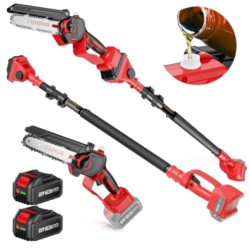 Image of Avhrit 2-in-1 Cordless Pole Saw & Mini Chainsaw 6 Inch, Electric Pole Saws with 2 x 4000mAh Batteries, Power Extension Chain Saw for Tree Limb Branch Cutter Pruner,15.5-Foot MAX Reach