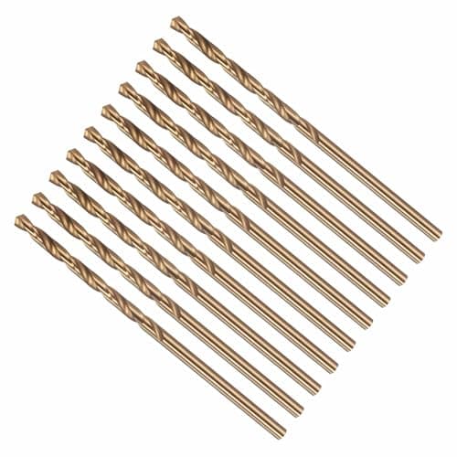 Image of CoCud 2.7mm Drill Bit, #36 Cutting Diameter, 4341 HSS Number Jobber Bits 135° Cutting Angle Gold Finish - (Applications: for Drilling Soft Metal Plastic Wood), 10-Pieces