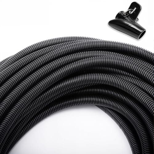 Image of Split Wire Loom Tubing 15m x 12mm – Flexible Corrugated Conduit for Auto & Electrical | High Temperature Heat Resistant | Durable PE Plastic Cover for Wires & Cables | Easy Split Design – Black