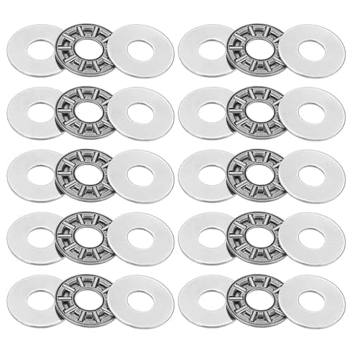 Image of PATIKIL AXK0821 Thrust Needle Roller Bearings 8x21x4mm, 10 Pcs Chromium Steel Needle Roller Thrust Bearing with Washers for Conveyor Systems Machine Tools, Silver