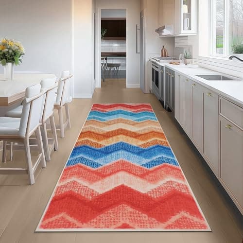 Image of Boho Runner Rug, 60 x 180 cm Washable Carpet Runner Rugs, Non Slip Kitchen Carpet Runner for Living Room Entryway Laundry Room Balcony (Pink)