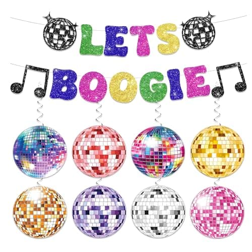 Image of Nzexlyva Disco Party Decorations, Disco Ball Decorations, Theme Party Banner Decoration, Glitter Hanging Streamer Ceiling Banner Decor for 70s 80s 90s Retro Birthday Party Dance Supplies