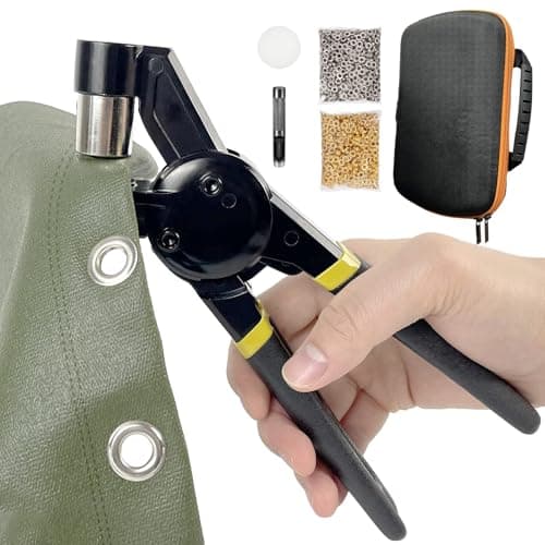 Image of HAPDEN Eyelet Punch Kit with bag and 200 pcs 10mm Eyelets, Complete Eyelet & Grommet Kit for DIY Tarpaulin Ring Repair and Installation