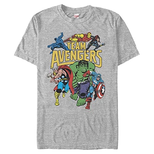 Image of Marvel Men's Avengers Assemble Graphic Tee T-Shirt, Athletic Heather, XL Big Tall