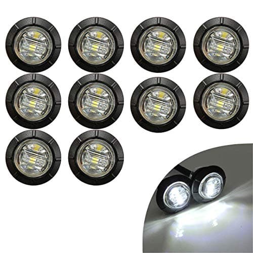 Image of KYYET 10 Pcs 3/4 Inch Mount LED Rear Side Marker Indicator Lights for Trucks, Traile,Cab Marker, RV Marker,Marine Led Utility Strip Light for Boats,Taillight Brake Stop Lamp12V (White)