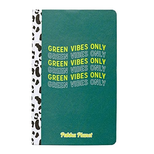 Image of Pukka Pad, Pukka Planet A5 Soft Cover Notebook - Casebound Journal Featuring Acid-Free, Vegan Inks and Glue with Ethically Sourced Recycled Paper, 21.5 x 13.4cm - Green Vibes Only