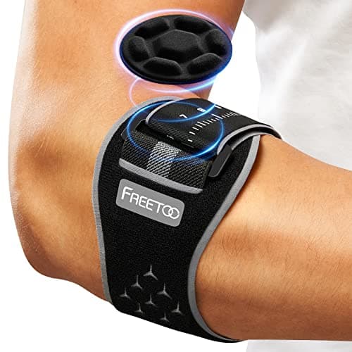 Image of FREETOO Tennis Elbow Support Strap for Men Women, Comfy Golfers Elbow Support with Removable Compression Pad for Tendonitis Relief, Adjustable Tennis Elbow Brace for Sports & Daily Work, Black