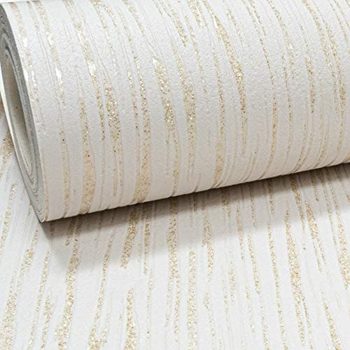 Image of Muriva Embossed Plain Glitter Blown Vinyl Textured Thick Wallpaper for Living Room, Bedroom (Cream and Gold)