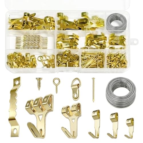 Image of 300pcs Picture Hooks Picture Hanging Kit for Picture Frame Fixing Hard Walls Photo Hooks Assorted Picture Hanger Set with Saw Tooth, D-Ring, Nails, Wire,Screws