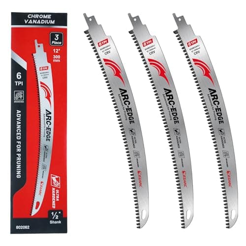 Image of EZARC Japanese Teeth Reciprocating Saw Blades 300 mm, Arc Edge Wood Pruning Saw Blades 6TPI for Tree Trimming, Wood Cutting, 3 Pieces