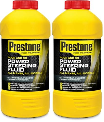 Image of Prestone Power Steering Fluid, All Makes All Models, High Performance Power Steering Fluid, Prevent Corrosion, Reduce Wear & Noise, Reliable Hydraulic Steering Fluid, Essential Car Accessories, 355ml