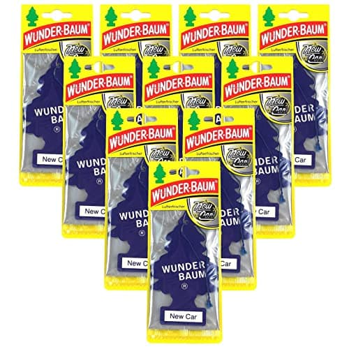 Image of WUNDER-BAUM New Car Original Air Freshener Pack of 10, Paper, Tree Scent, Area Deodorizer for Vehicles