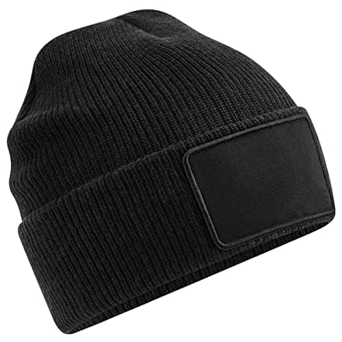 Image of Beechfield - Removable Patch Thinsulate™ Beanie - Soft-Touch Acrylic Yarn - Cuffed Design - Black