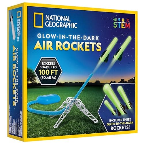 Image of National Geographic Air Rocket Launcher Toy - Launch Glow in the Dark Rockets up to 30 Meters, Kids Outdoor Toys, Toys for Kids 8-12, Glow in the Dark Toys, Rocket Kit, Fun Outdoor Toys for Kids